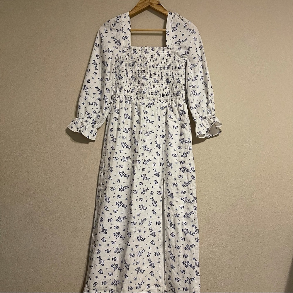House of Harlow Linen Blend Floral Midi Dress S - Picture 2 of 13